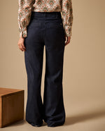 Jean Wide Leg Azul Oscuro Tiro Alto - Azul