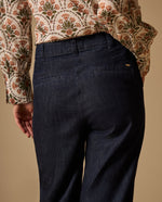 Jean Wide Leg Azul Oscuro Tiro Alto - Azul