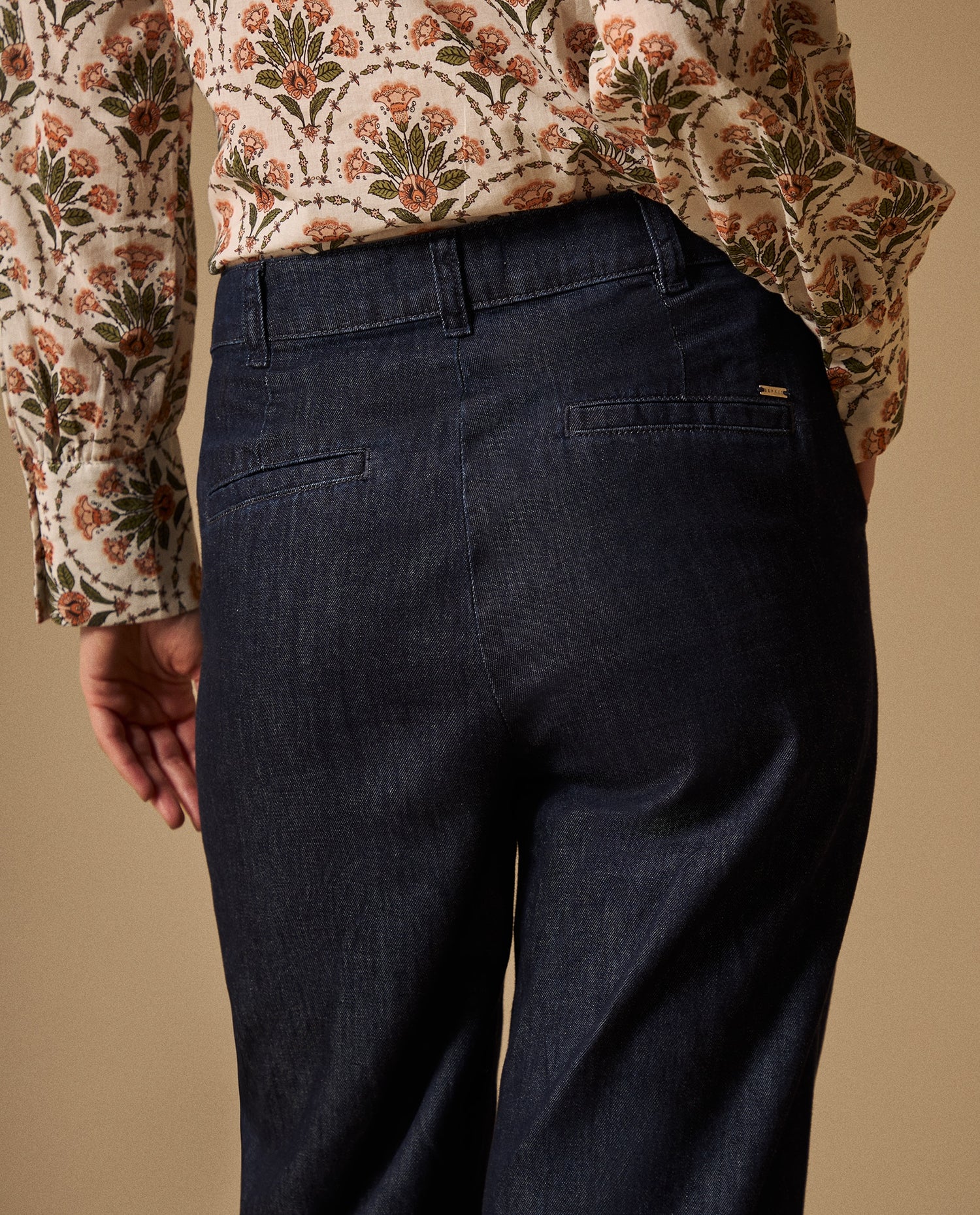 Jean Wide Leg Azul Oscuro Tiro Alto - Azul