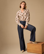 Jean Wide Leg Azul Oscuro Tiro Alto - Azul