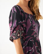 Vestido midi estampado para mujer - Morado