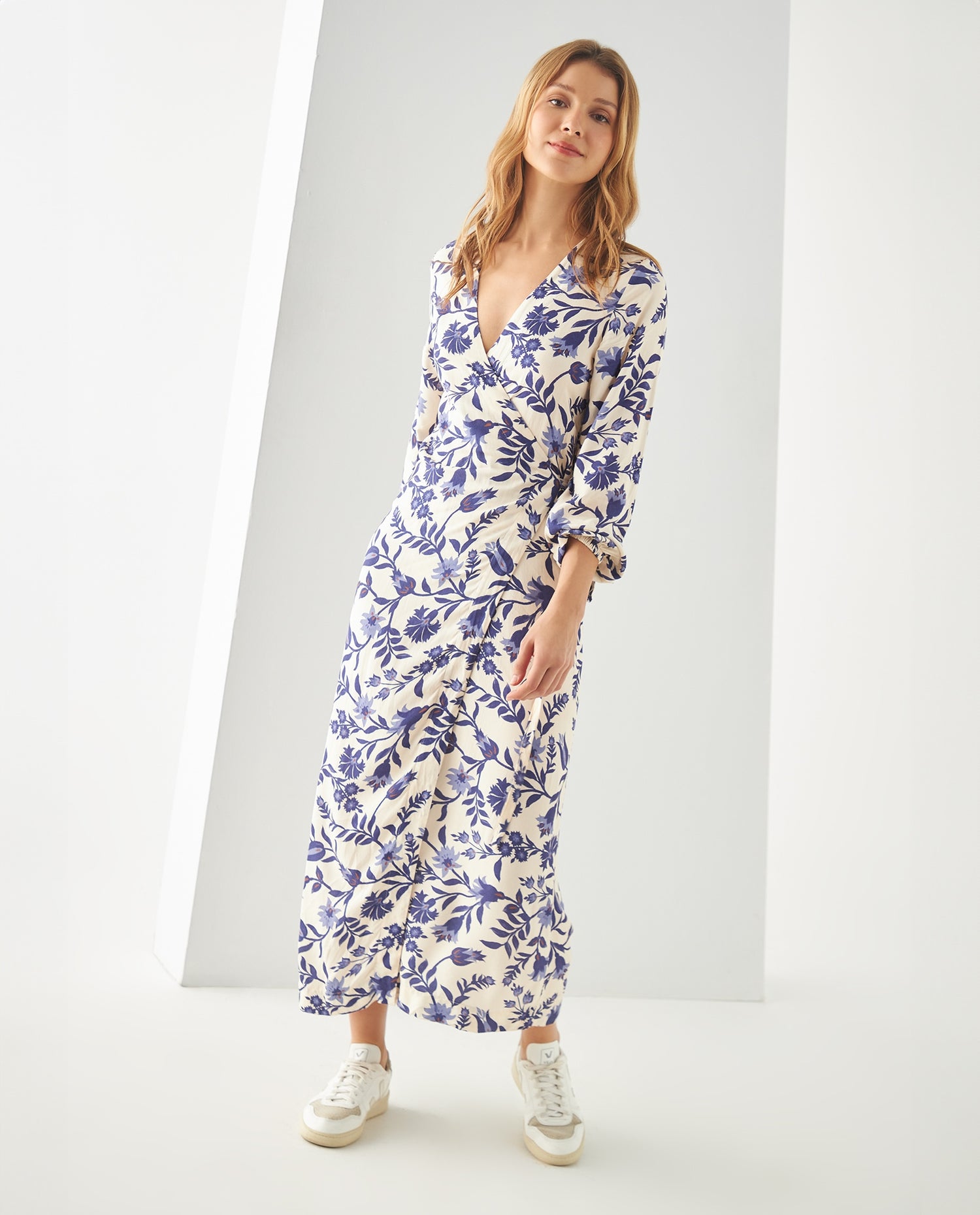 Vestido manga larga para mujer - Azul