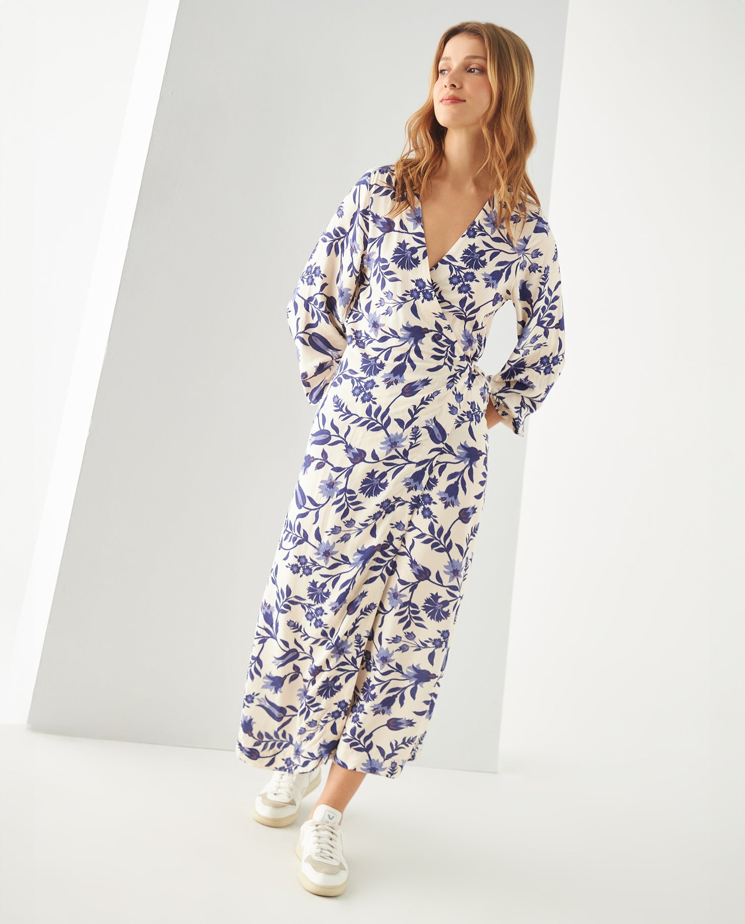 Vestido manga larga para mujer - Azul