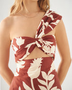 Vestido midi estampado para mujer - Café