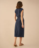Vestido midi manga sisa para mujer - Azul