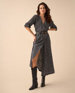 Vestido de puntos largo para mujer - Negro