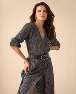 Vestido de puntos largo para mujer - Negro