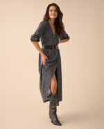 Vestido de puntos largo para mujer - Negro