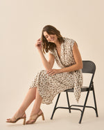 Vestido largo de estampado animal print para mujer  - Beige