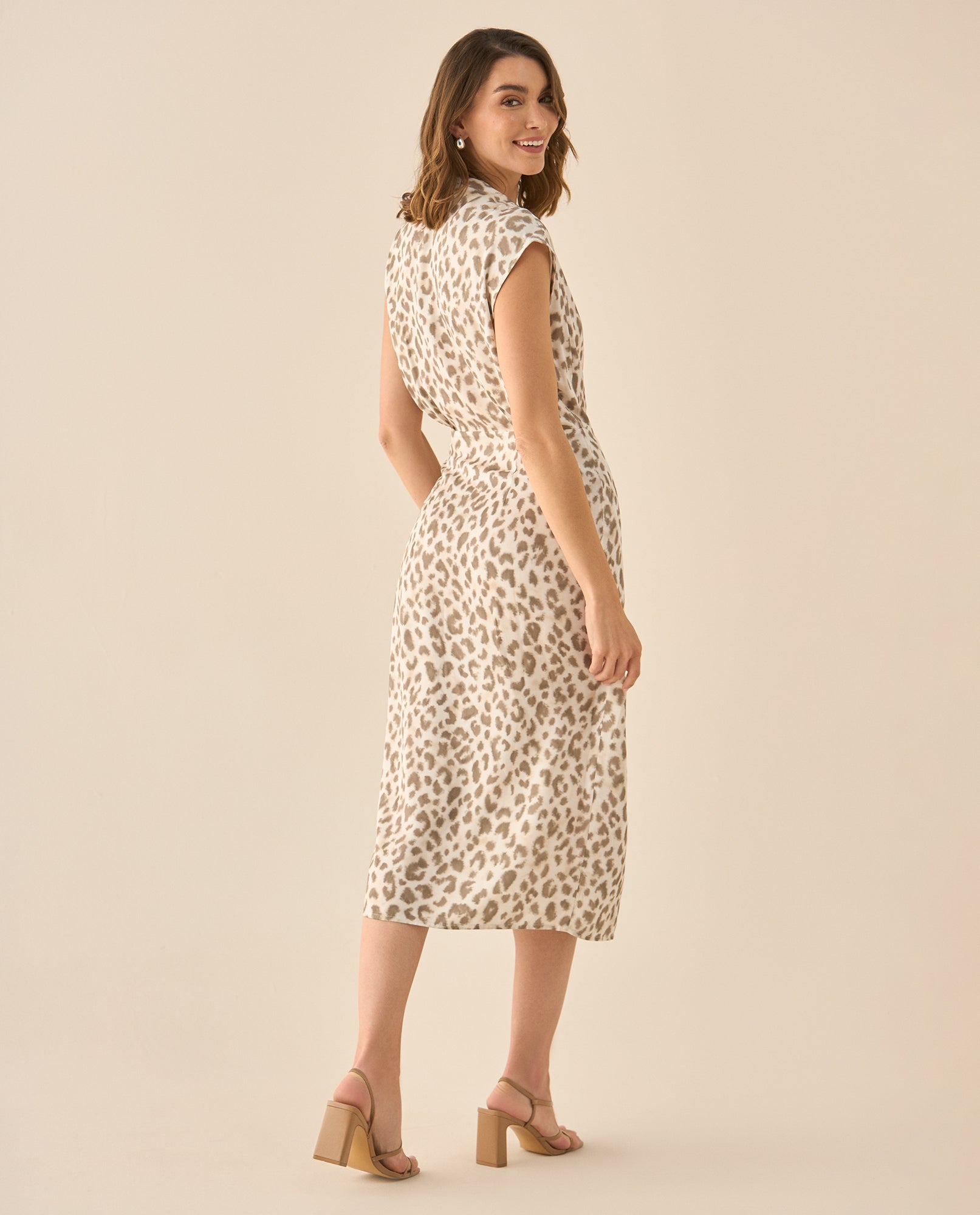 Vestido largo de estampado animal print para mujer  - Beige 34_493G001_BEI131105_6