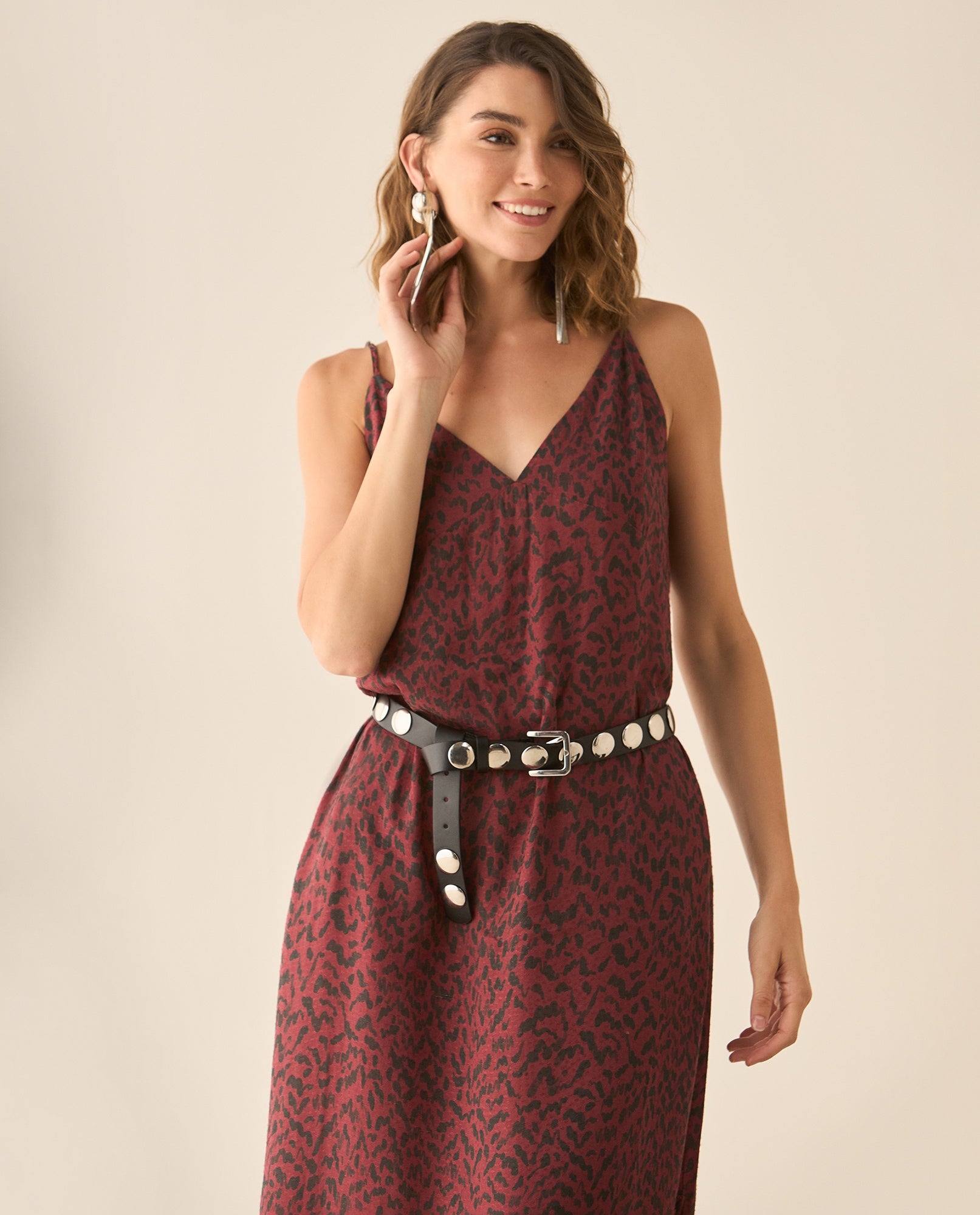 Vestido con estampado de animal print para mujer - Rojo 34_493G004_ROJ191531_0