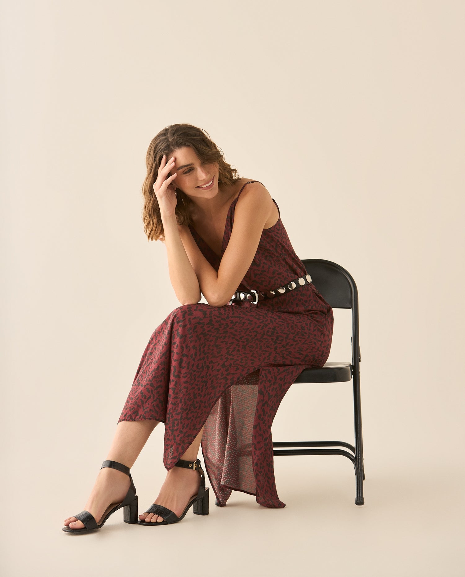Vestido con estampado de animal print para mujer - Rojo