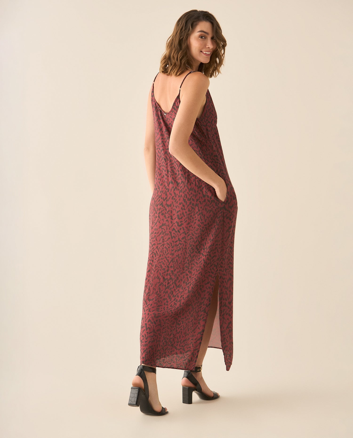 Vestido con estampado de animal print para mujer - Rojo