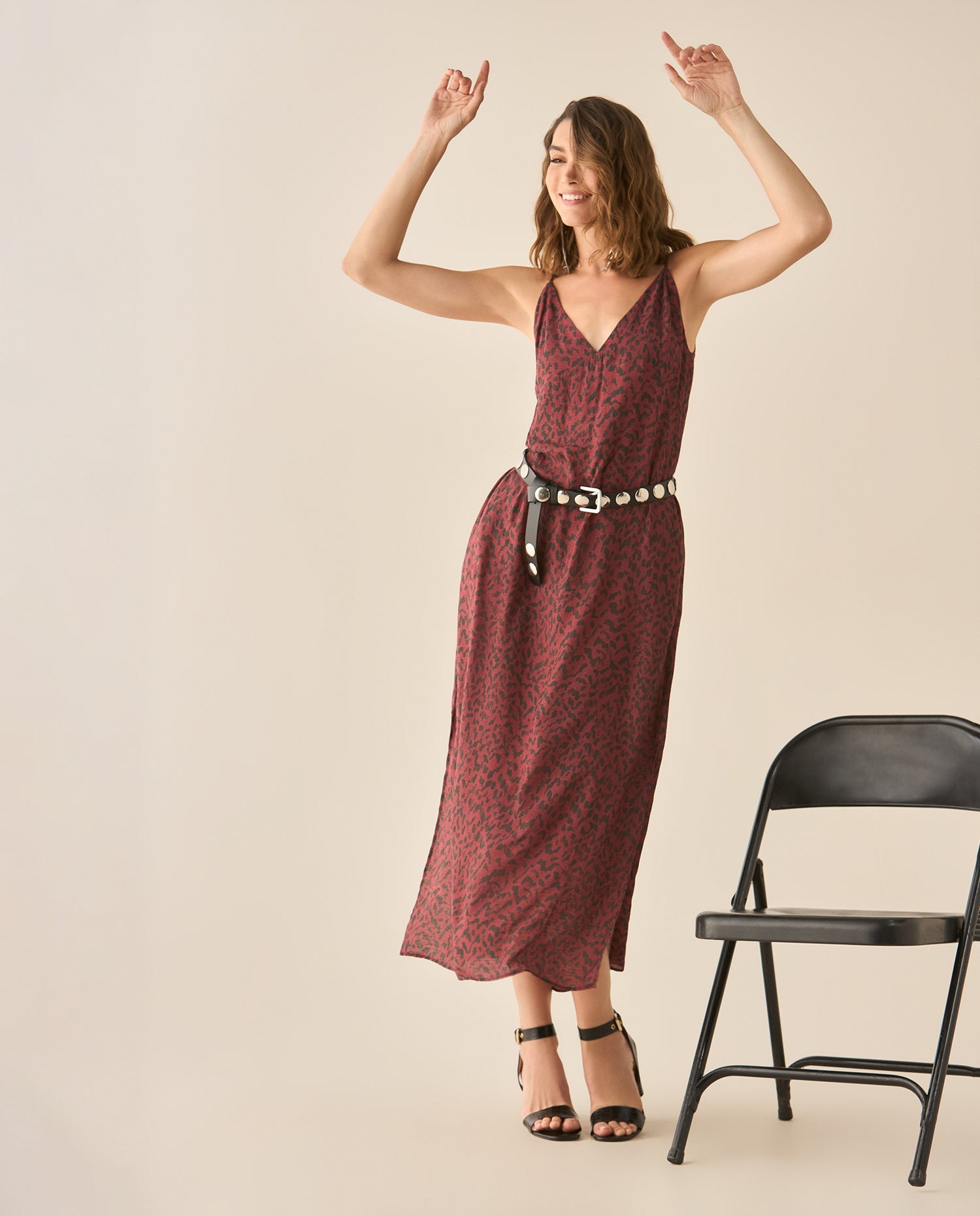 Vestido con estampado de animal print para mujer - Rojo