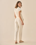 Enterizo de pantalón largo bota recta para mujer - Crudo