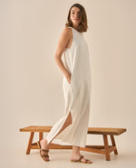 Vestido largo manga sisa para mujer - Crudo