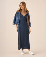 Vestido con escote en V para mujer - Verde