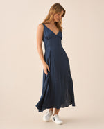 Vestido con escote en V para mujer - Verde
