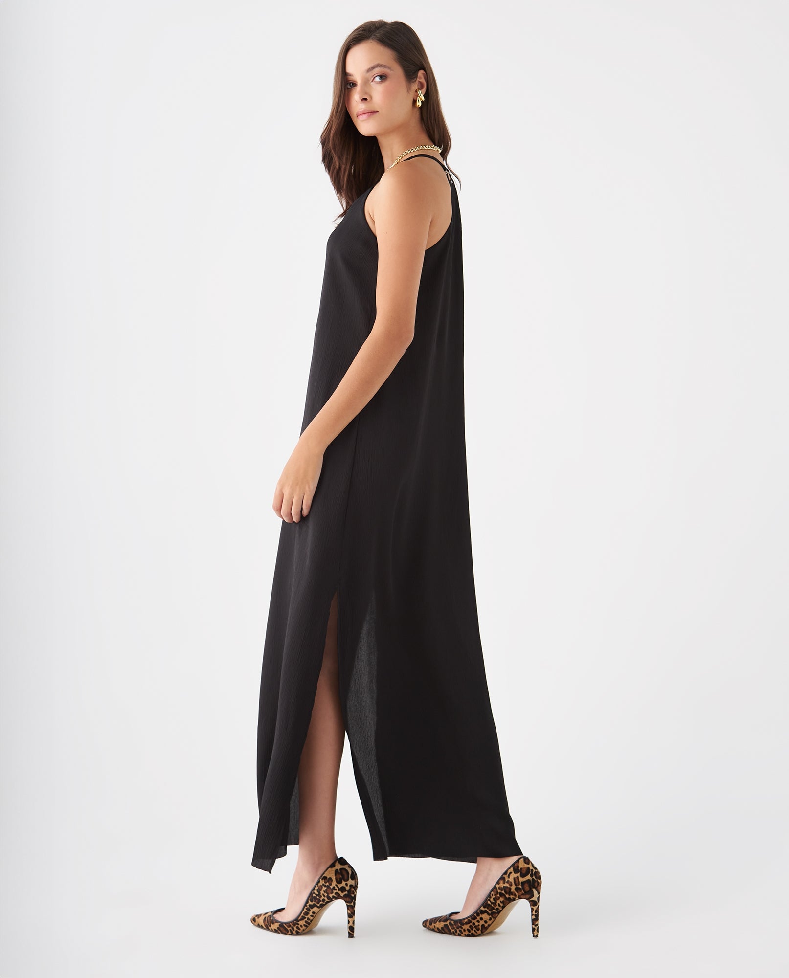 Vestido largo con brillo sutil para mujer - Negro 34_499F004_NEG190303_5