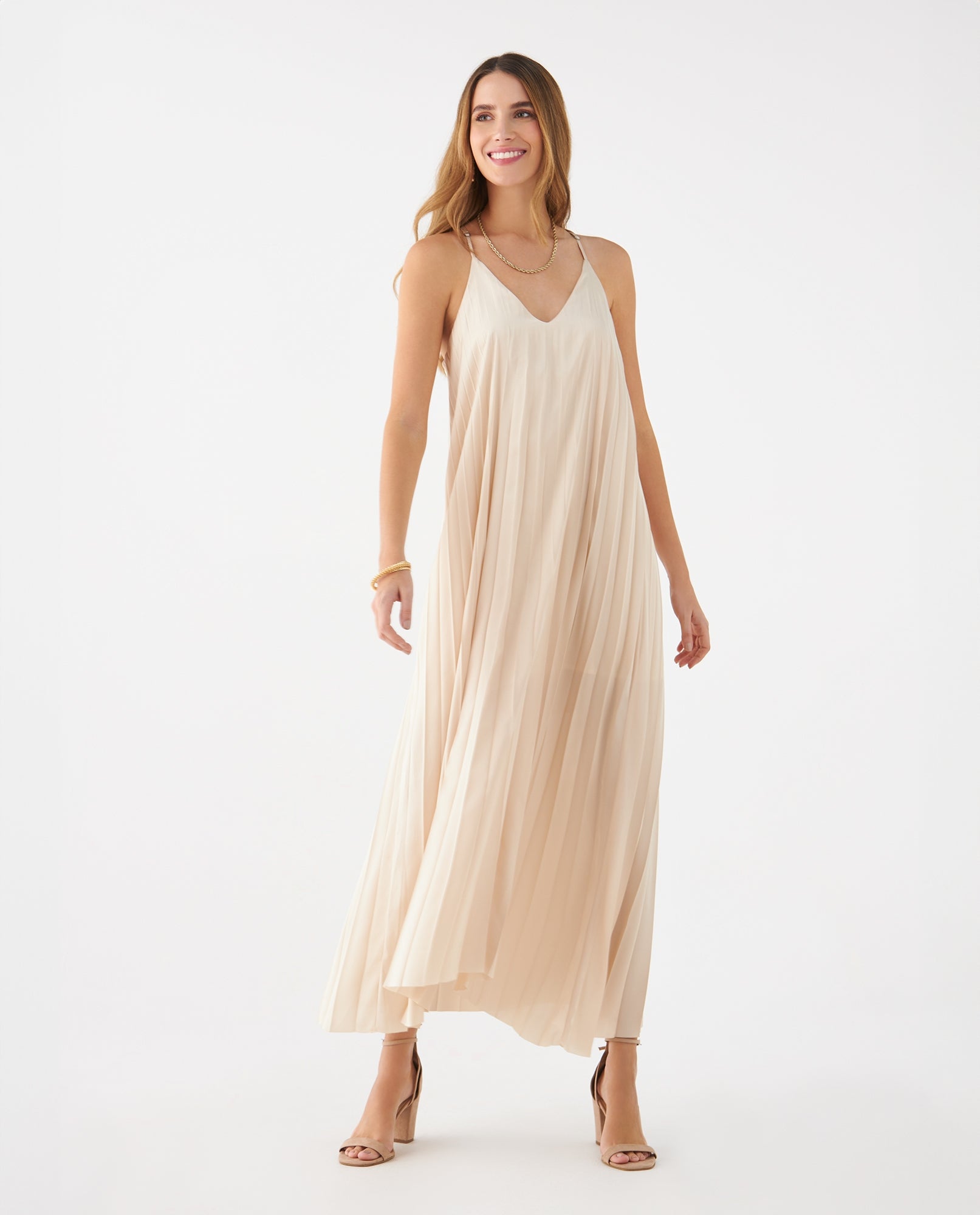 Vestido de tela plisada para mujer - Amarillo 34_499F009_AMA110809_0