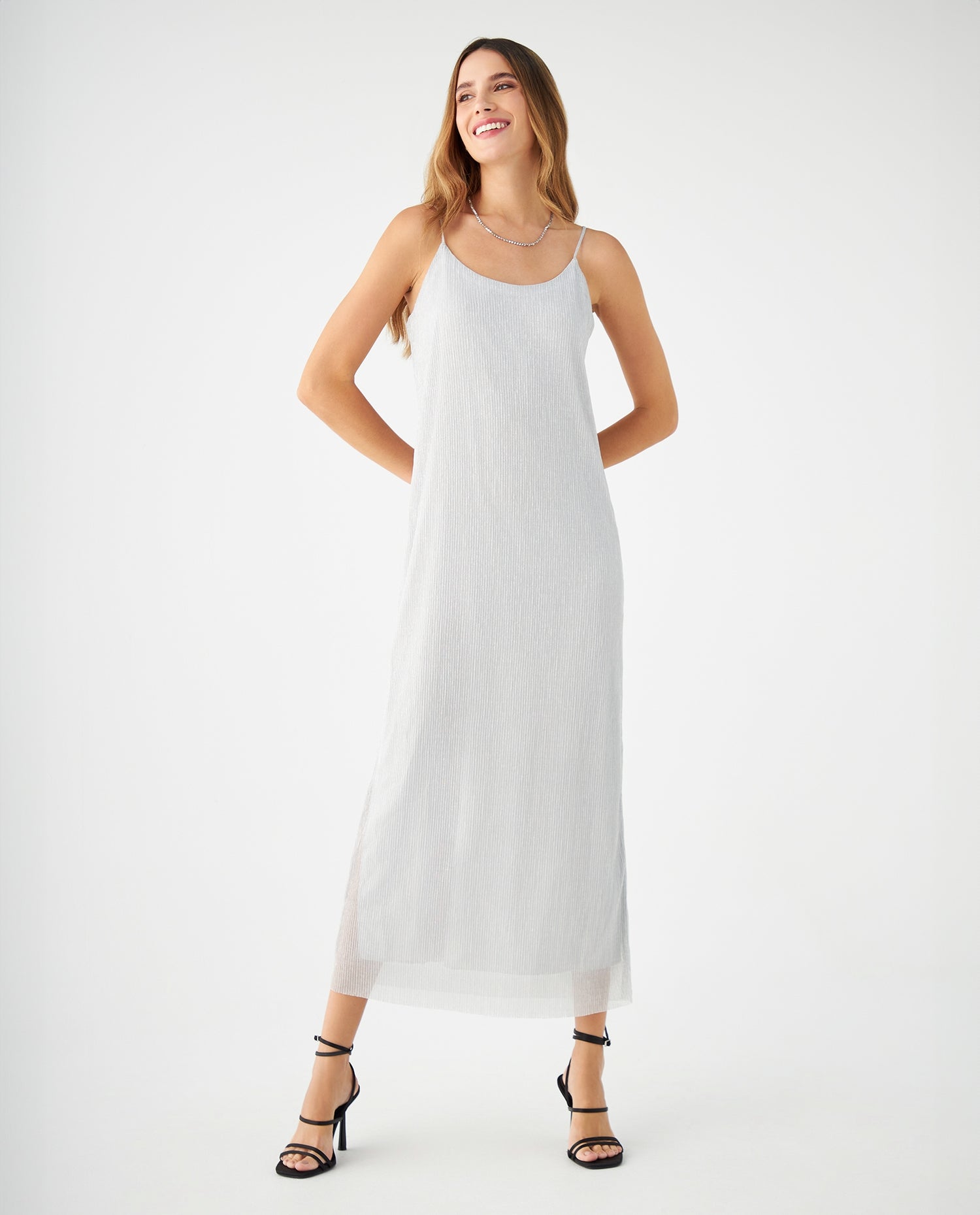 Vestido con escote redondo para mujer - Gris