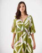 Vestido con diseño cruzado estampado para mujer - Verde