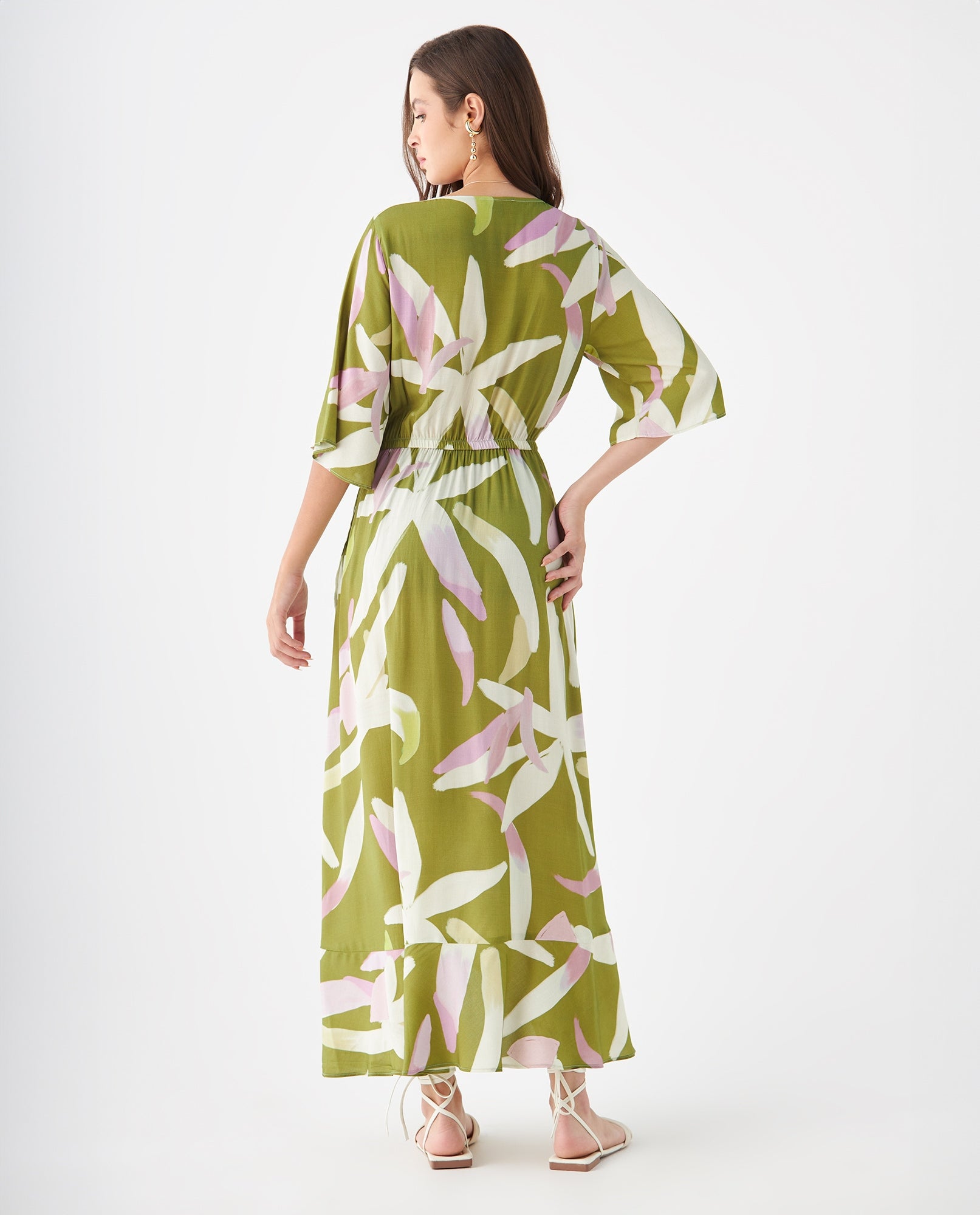 Vestido con diseño cruzado estampado para mujer - Verde 34_499F015_VER150531_4