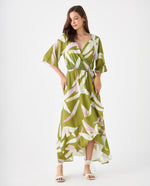 Vestido con diseño cruzado estampado para mujer - Verde