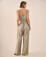 Enterizo Cruzado Beige con Tirantes Ajustables - Café