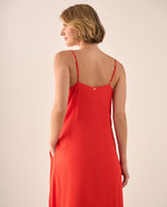 Vestido Midi Rojo con Pliegues Estructurados - Rojo