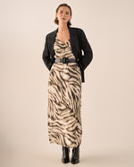 Vestido Midi con Estampado Animal Sofisticado - Gris