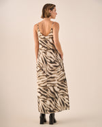 Vestido Midi con Estampado Animal Sofisticado - Gris