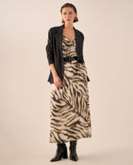 Vestido Midi con Estampado Animal Sofisticado - Gris
