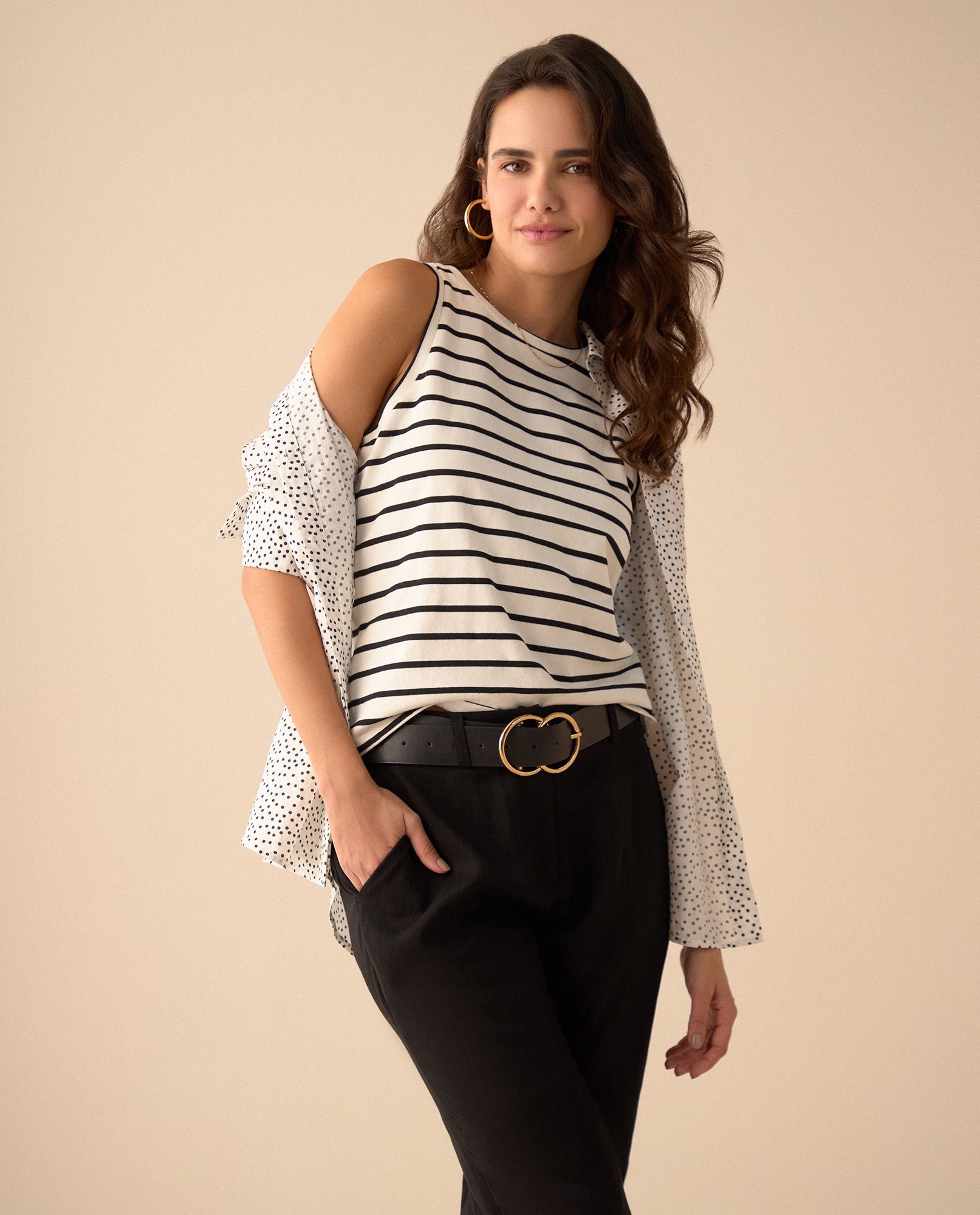 Camiseta manga sisa para mujer - Crudo 34_601G000_CRU110602_0