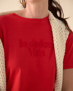 Camiseta con textura para mujer - Rojo