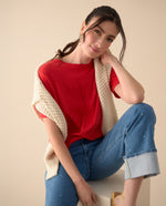 Camiseta con textura para mujer - Rojo