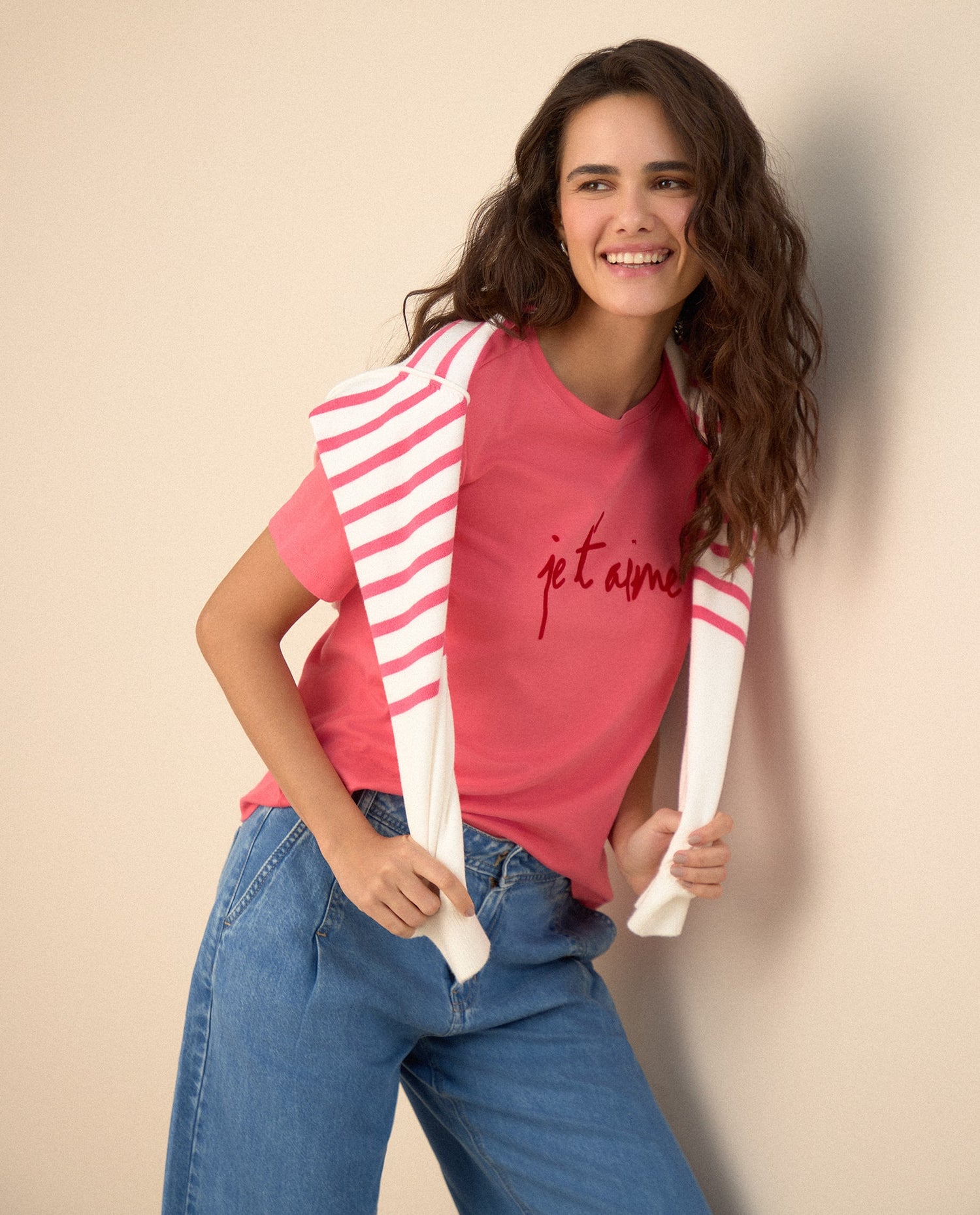 Camiseta con textura para mujer - Rosa