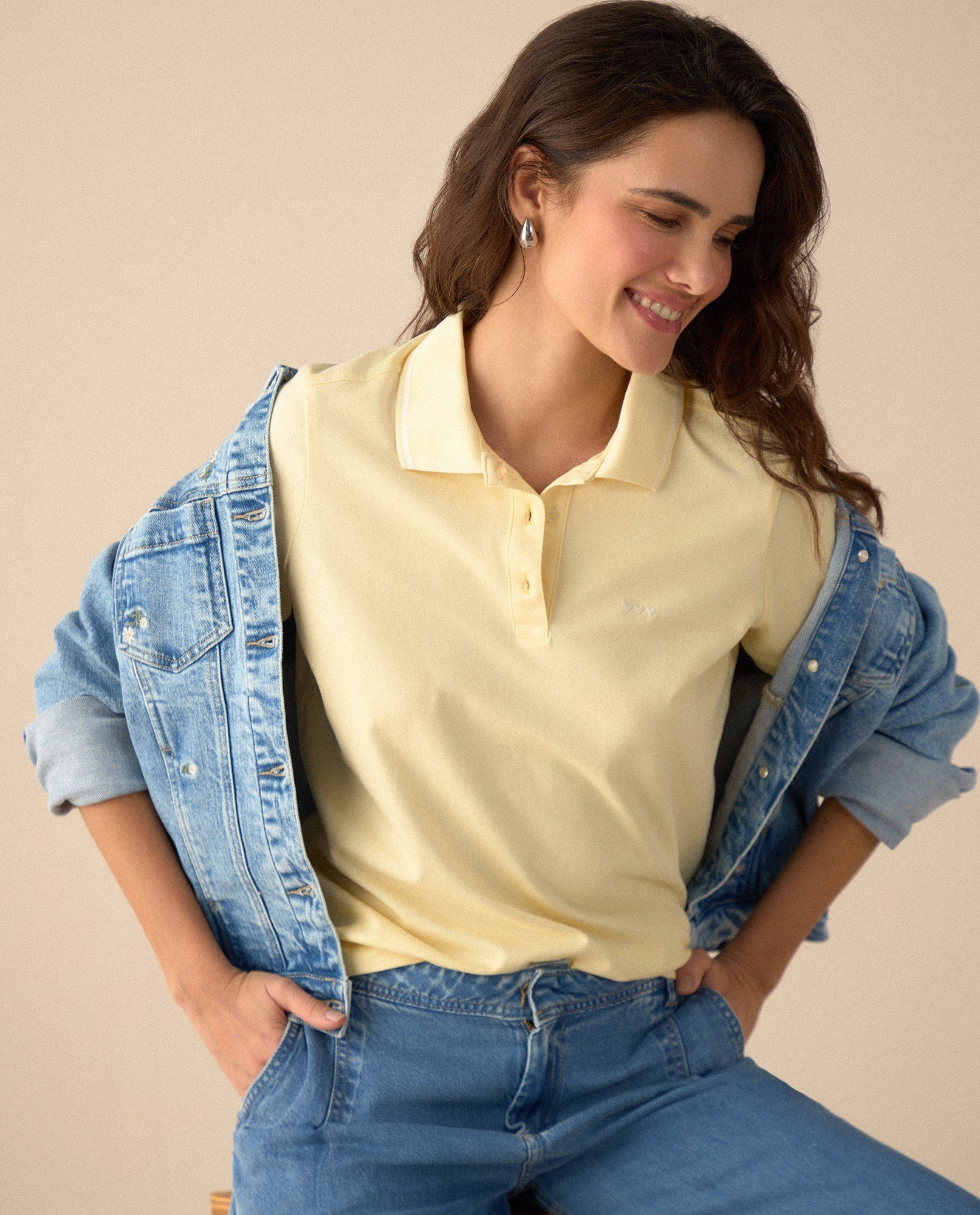 Camiseta polo con mini print - Amarillo 34_601G100_AMA120712_0