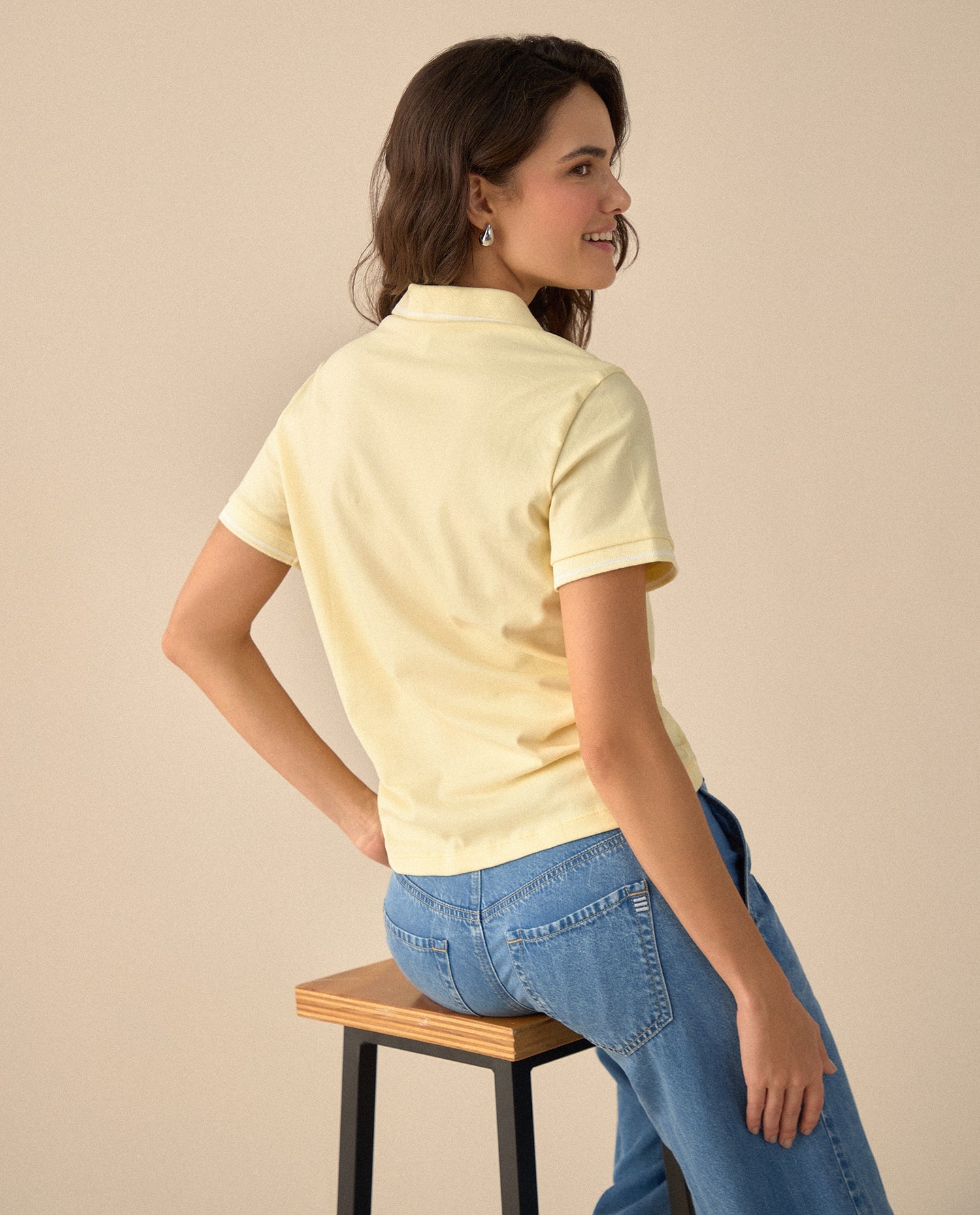 Camiseta polo con mini print - Amarillo