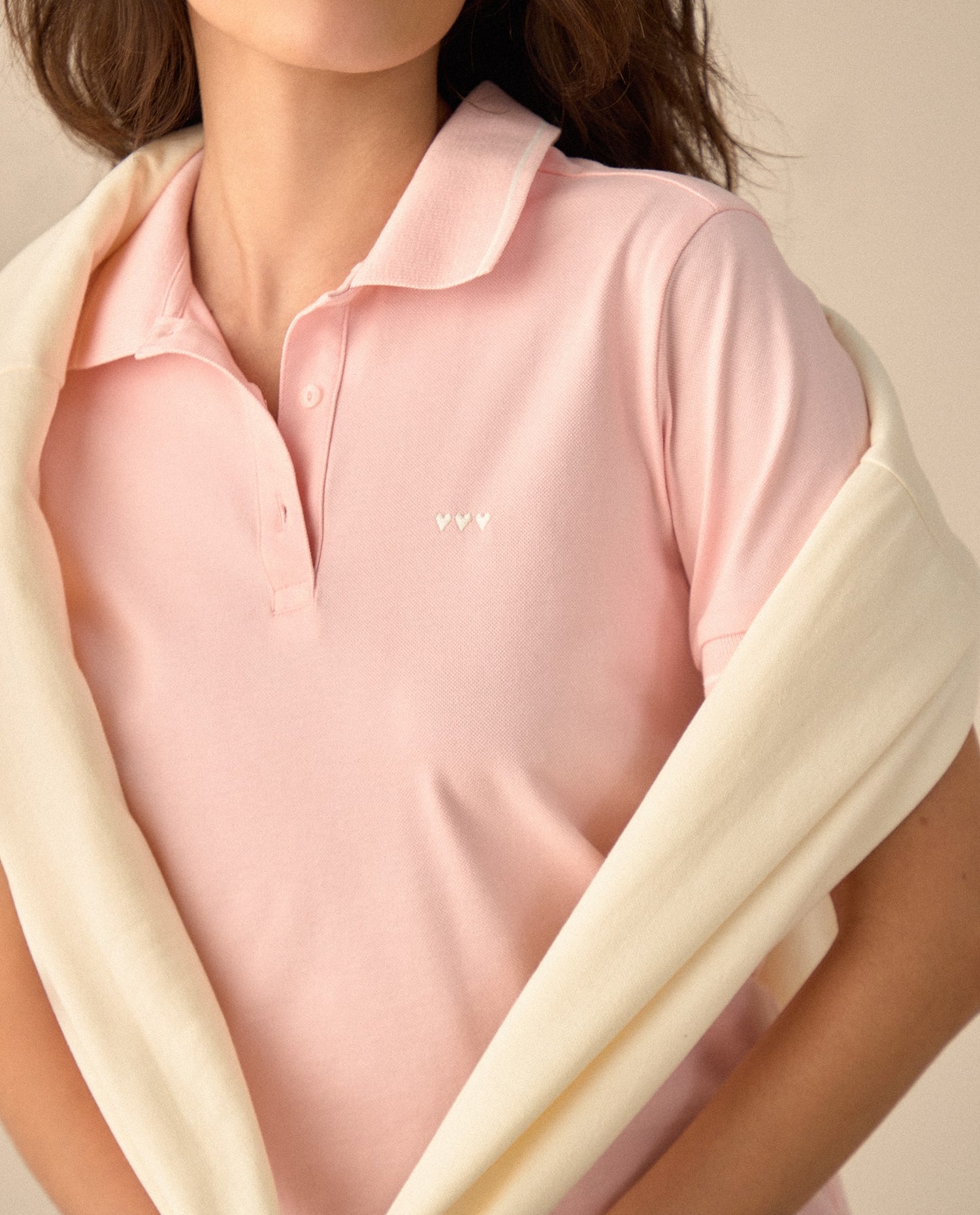 Camiseta polo con mini print - Rosa