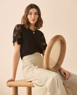Camiseta con detalles desagujados para mujer - Negro