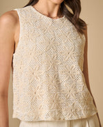 Camiseta tejido con textura manga sisa cuello redondo - Blanco