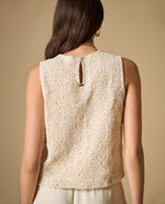 Camiseta tejido con textura manga sisa cuello redondo - Blanco