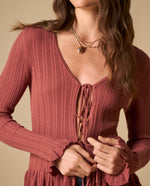 Camiseta tejida con detalle bordado cuello redondo - Rosa