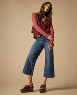 Camiseta tejida con detalle bordado cuello redondo - Rosa