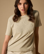 Camiseta bordada manga corta cuello redondo - Verde