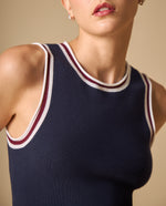 Camiseta bordada manga corta cuello redondo - Azul