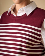 Camiseta bordada manga corta cuello redondo - Rojo