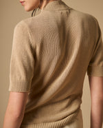 Camiseta básica cuello redondo largo extendido - Café