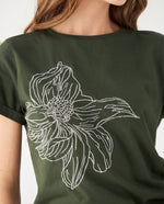 Camiseta con bordado en frente para mujer - Verde